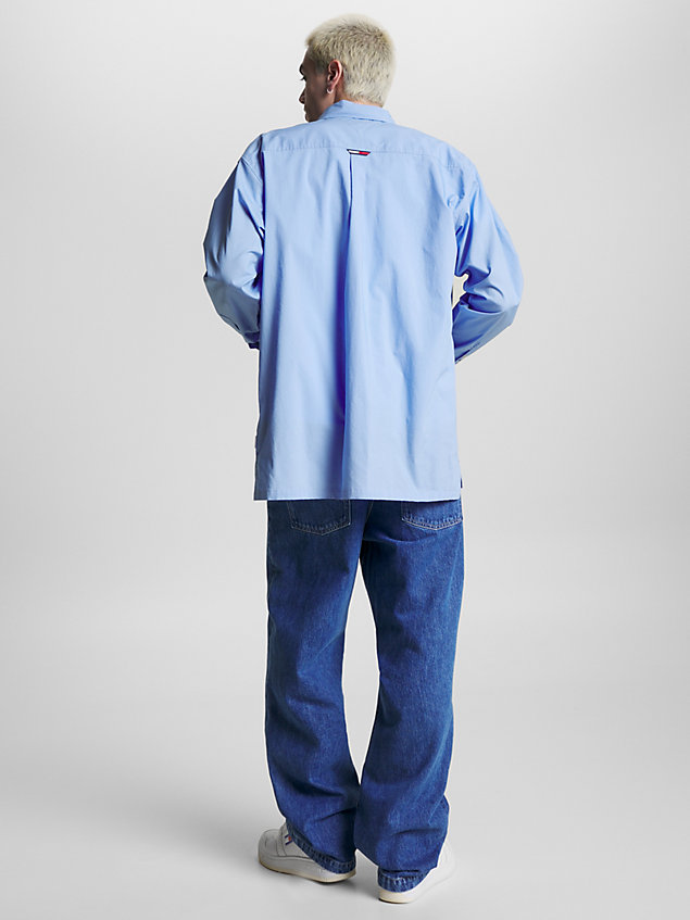 chemise oversize en popeline blue pour hommes tommy jeans