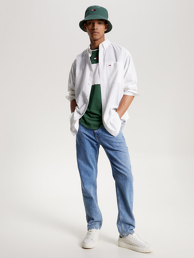 white oversized fit poplin shirt for men tommy jeans