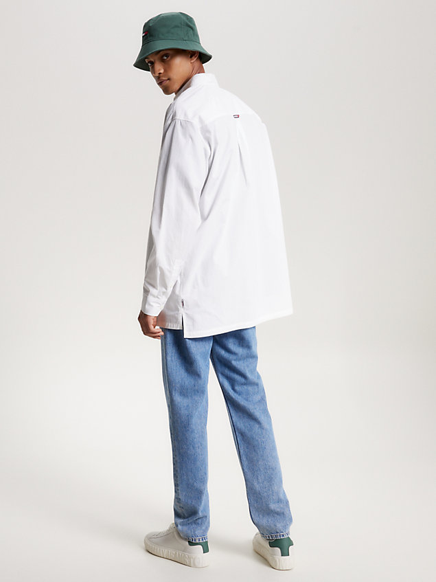 chemise oversize en popeline white pour hommes tommy jeans