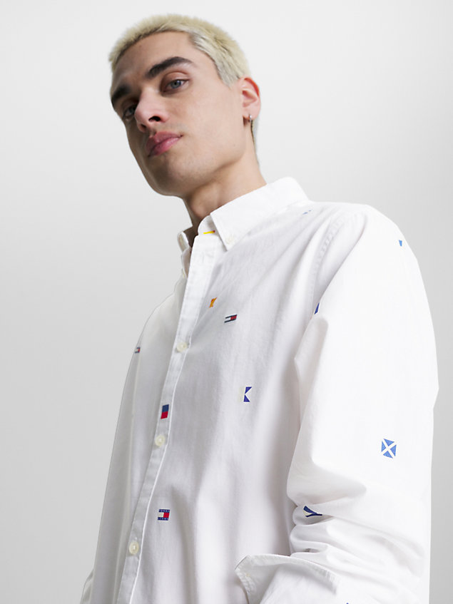 white archive embroidery classic fit shirt for men tommy jeans