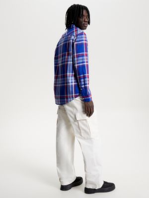 camicia essential classic fit a quadri blue da uomo tommy jeans