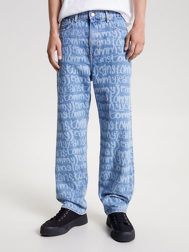denim spell-out logo recycled baggy jeans for men tommy jeans