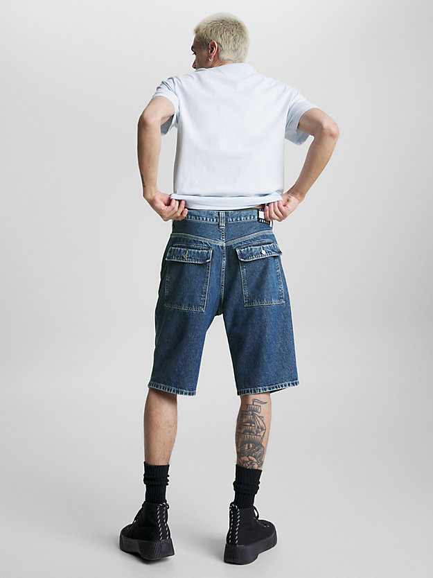 denim aiden baggy fit jeans-shorts für herren - tommy jeans