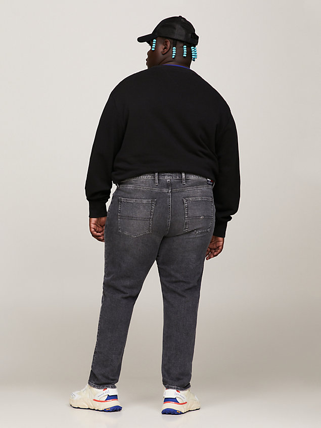 jean droit ryan plus délavé noir denim pour hommes tommy jeans