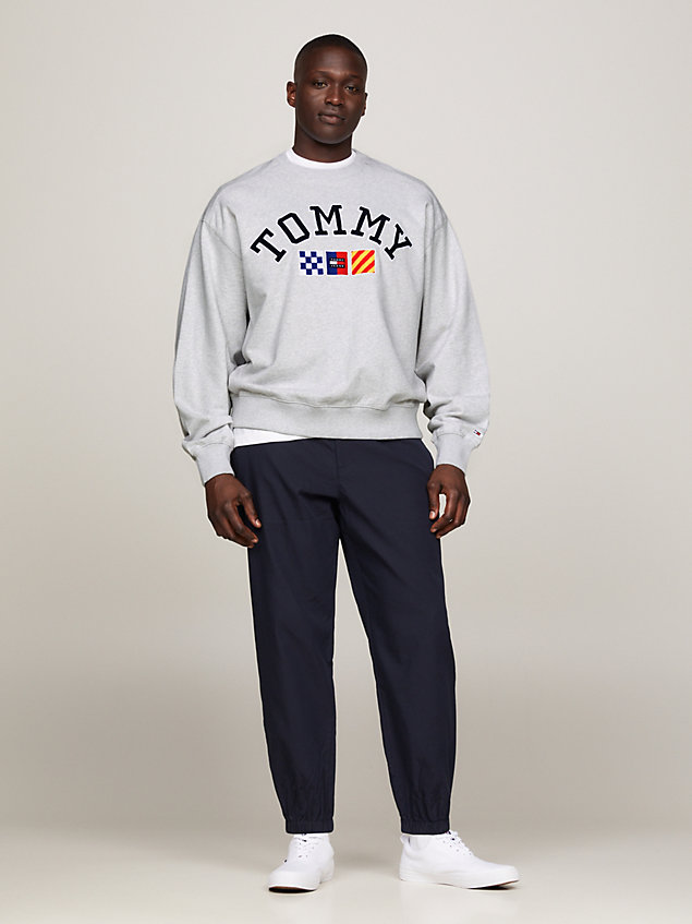 grey archive boxy fit logo sweatshirt for men tommy jeans