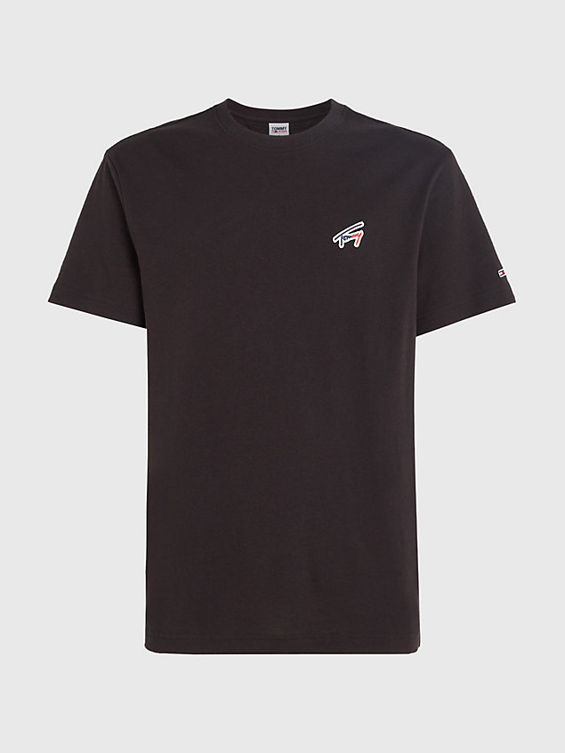 black signature logo classic fit t-shirt for men tommy jeans