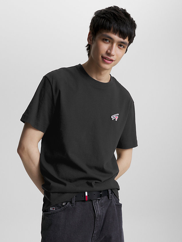t-shirt classique à logo signature black pour hommes tommy jeans