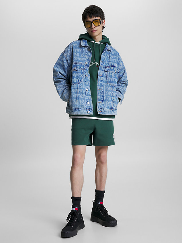 green logo drawstring terry shorts for men tommy jeans