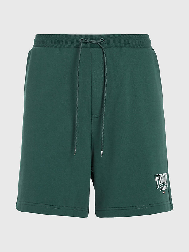 green terry-shorts mit logo und tunnelzug für herren - tommy jeans