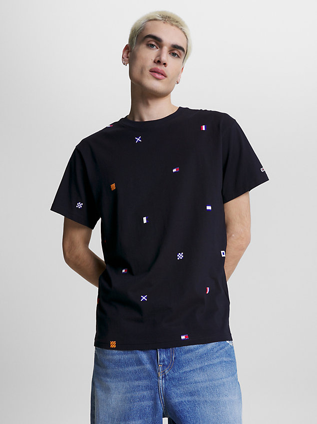 blue archive embroidery relaxed fit t-shirt for men tommy jeans