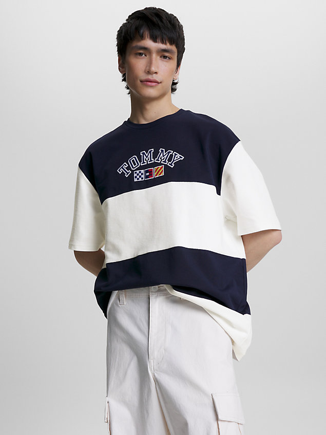 blue archive colour-blocked oversized fit t-shirt for men tommy jeans