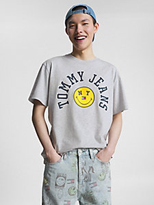 grau tommy jeans x smiley® classic fit t-shirt für herren - tommy jeans