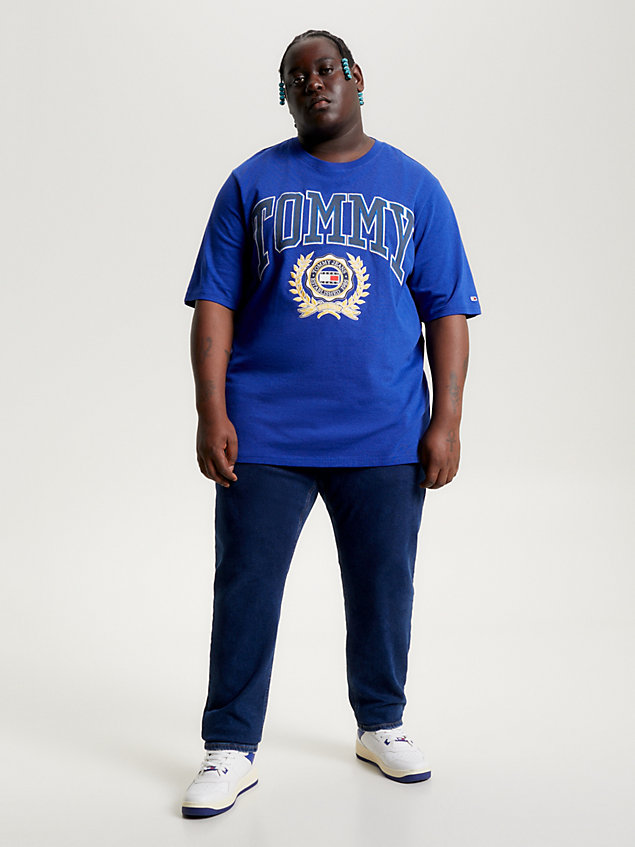t-shirt college plus oversize con logo blue da uomo tommy jeans