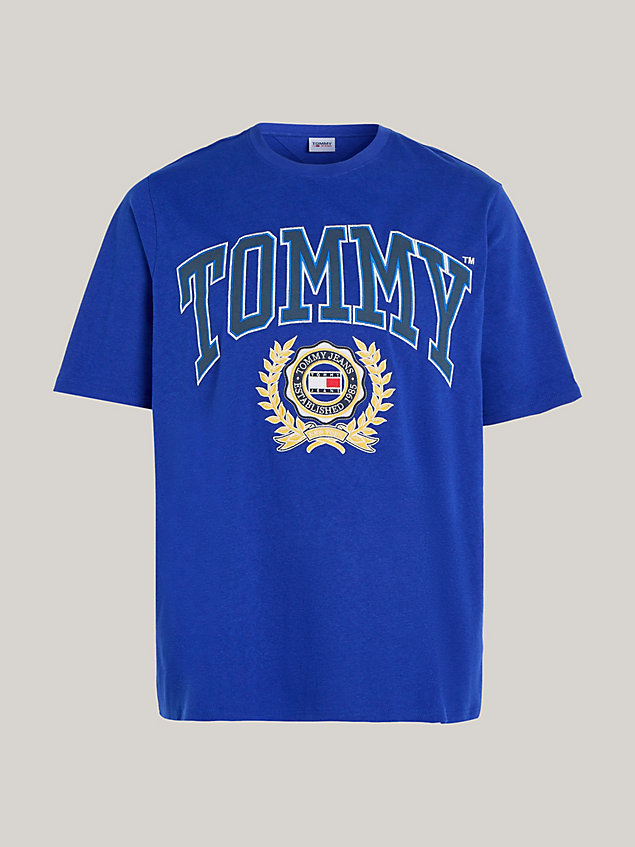 blue plus college logo oversized fit t-shirt for men tommy jeans