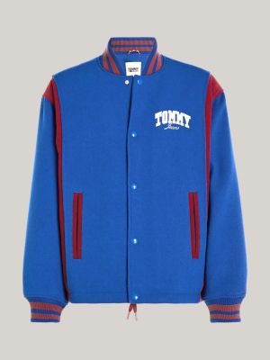 Logo Stripe Relaxed Letterman Jacket | BLUE | Tommy Hilfiger