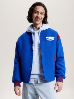 Logo Stripe Relaxed Letterman Jacket