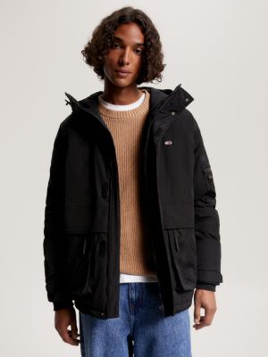 Mesh Pocket Hooded Padded Jacket | BLACK | Tommy Hilfiger