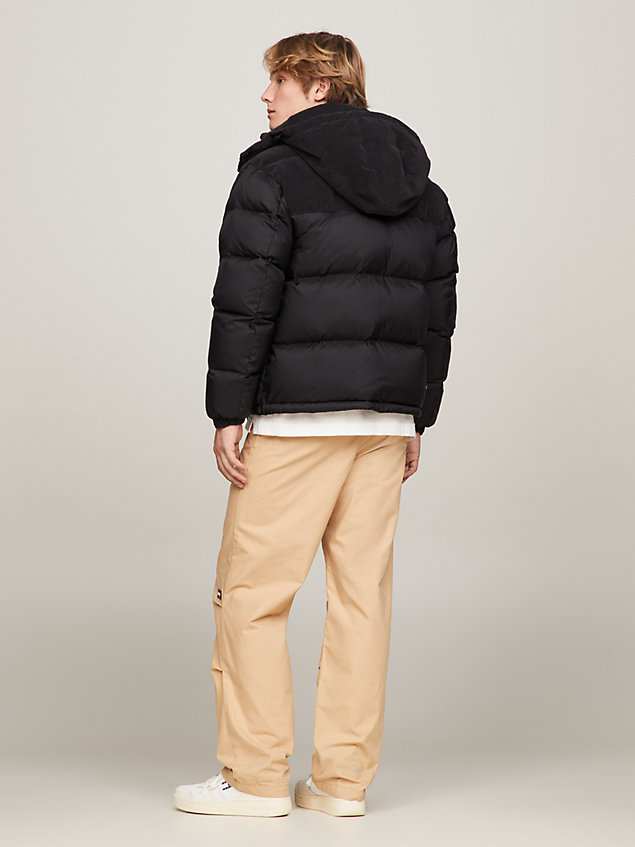 black cord recycled down alaska puffer for men tommy jeans