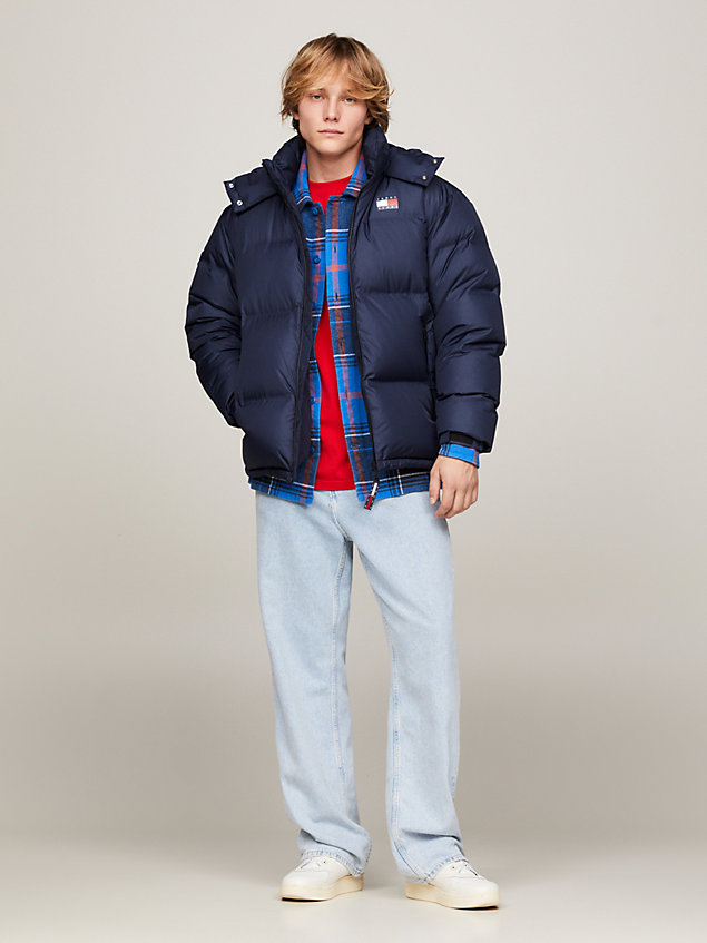 blue th protect water repellent down alaska puffer for men tommy jeans