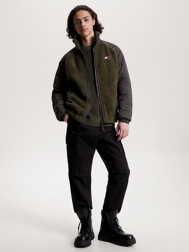 green kurtka o luźnym kroju z łączonych materiałów dla mężczyźni - tommy jeans