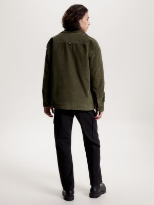 sopracamicia casual fit in velluto a coste green da uomo tommy jeans