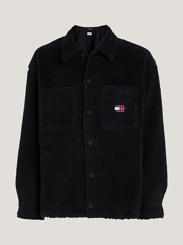 black badge sherpa casual fit overshirt for men tommy jeans