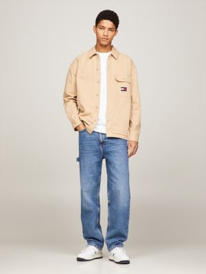 Essential Casual Fit Twill Overshirt, Beige