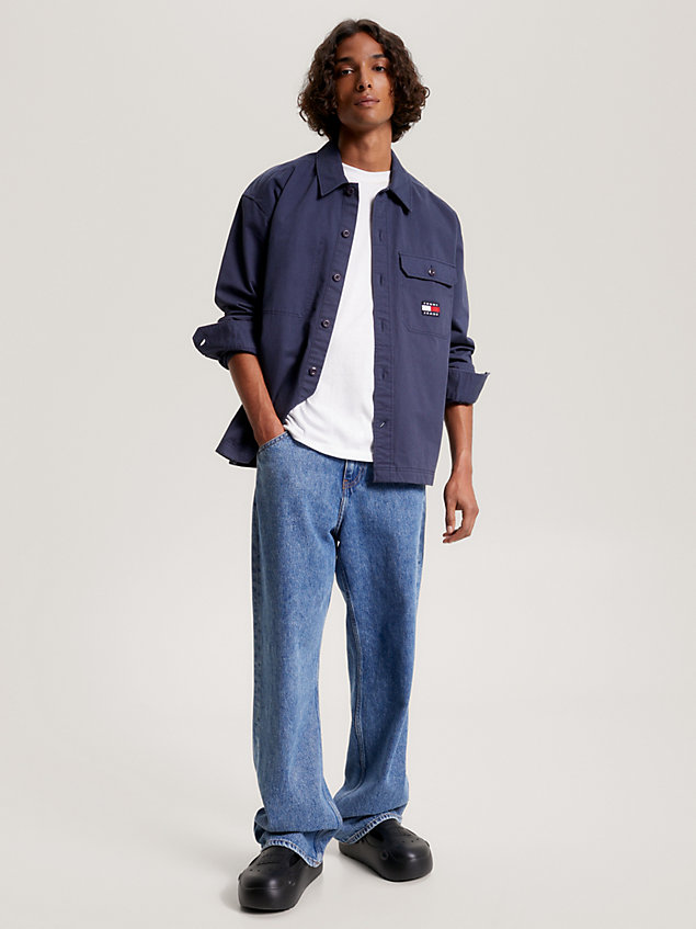 blue essential twill overshirt met casual fit voor heren - tommy jeans