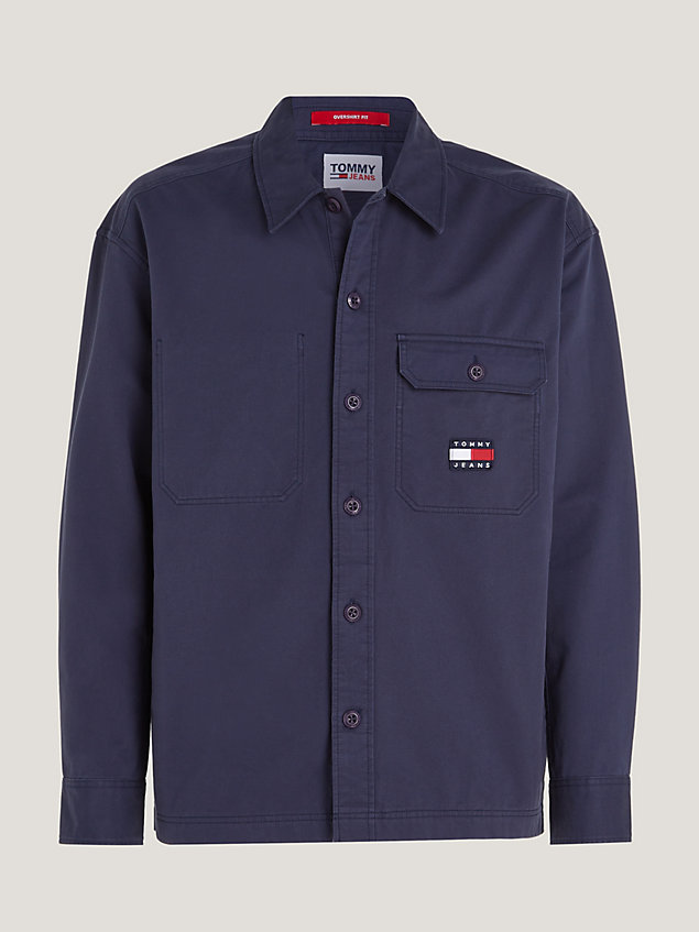 blue essential casual fit twill overshirt for men tommy jeans