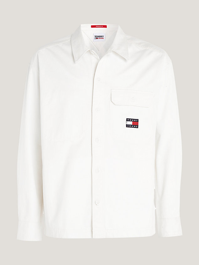 white essential casual fit overshirt aus twill für herren - tommy jeans