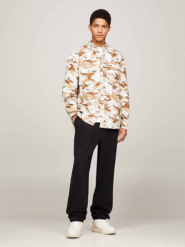 black woodland camo print oversized canvas shirt for men tommy jeans