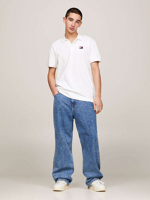 polo classic fit con finitura morbida e distintivo white da uomo tommy jeans