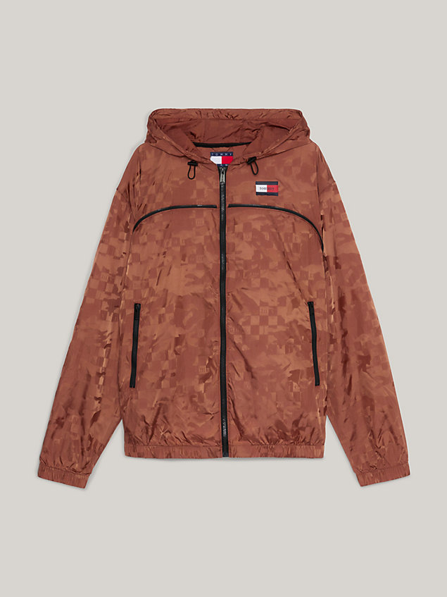 brown packable hooded chicago windbreaker for men tommy jeans