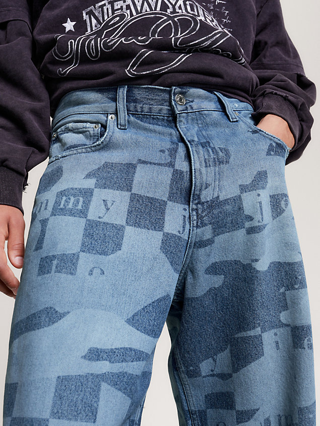 jeans larghi con motivo laserato denim da uomo tommy jeans