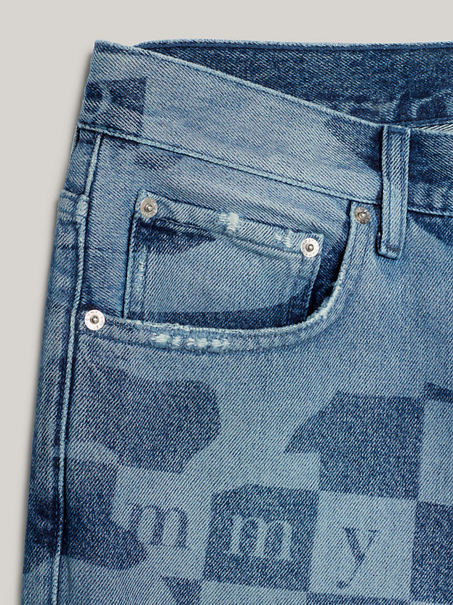 denim jeans mit weitem bein und lasermuster für herren - tommy jeans