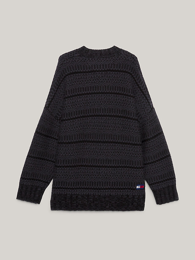 black cable knit graphic oversized jumper for men tommy jeans