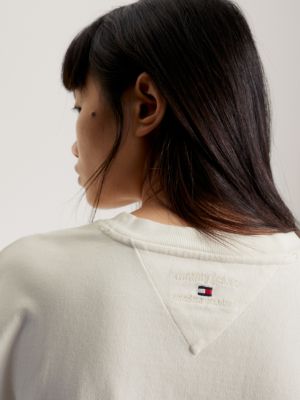 t-shirt délavé à logo graphique white pour hommes tommy jeans