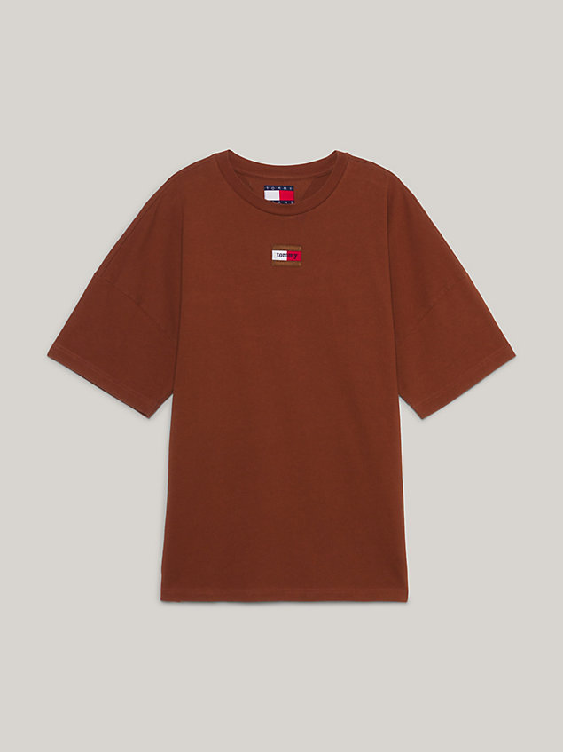 camiseta con logo y efecto lavado essential brown de hombre tommy jeans