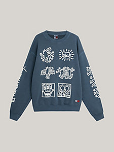 blue tommy x keith haring dual gender relaxed fit sweatshirt for men tommy jeans