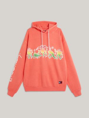 rot tommy x keith haring genderneutraler relaxed fit hoodie für men - tommy jeans