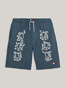 blue tommy x keith haring dual gender shorts for men tommy jeans