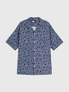 blue tommy x keith haring dancing man print dual gender relaxed short sleeve shirt for men tommy jeans