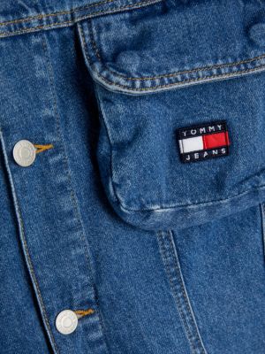 denim tommy jeans x festival genderneutrale oversized fit denim-truckerjacke für herren - tommy jeans