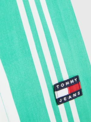 grün tommy jeans x festival genderneutrales bowling-hemd mit print für herren - tommy jeans