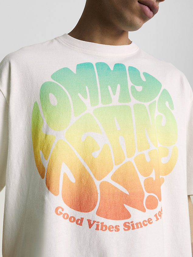 white tommy jeans x festival grafisch t-shirt voor heren - tommy jeans