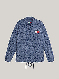 blue tommy x keith haring dancing man print dual gender relaxed coach jacket for men tommy jeans
