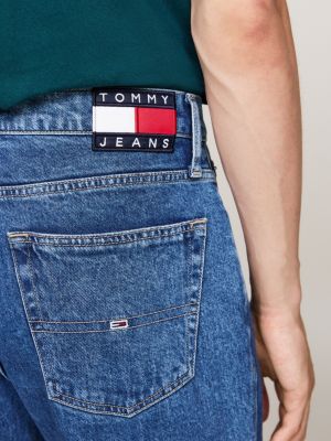 blue regular straight faded jeans for men tommy jeans