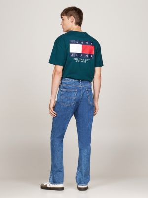 blue regular straight faded jeans for men tommy jeans