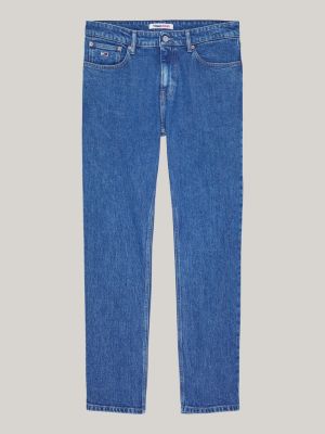 blue regular straight faded jeans for men tommy jeans