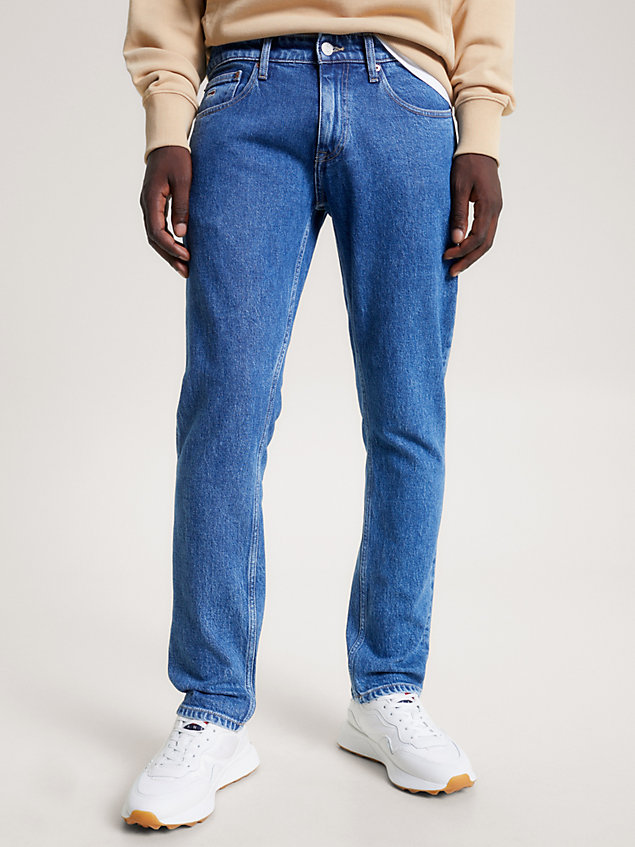 denim scanton slim jeans mit fade-effekt an nähten für herren - tommy jeans